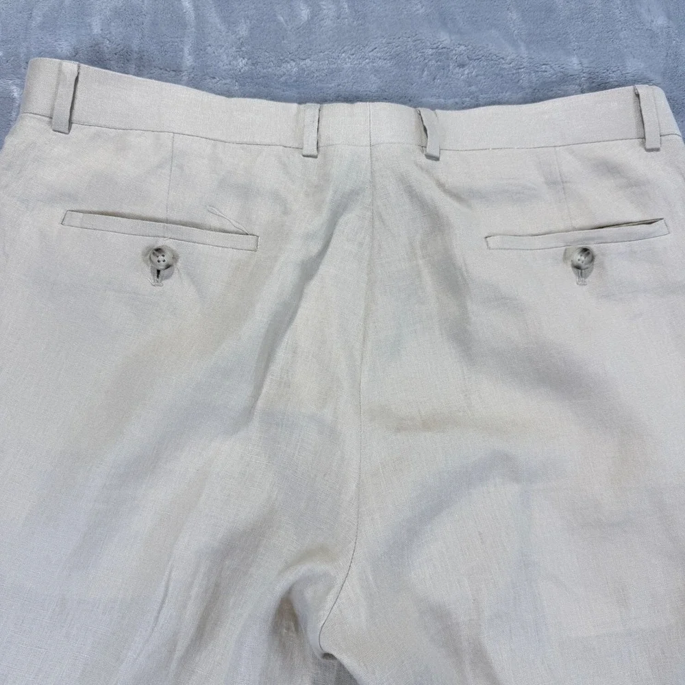 Pronto Uomo‎ Platinum Mens Beige Linen Dress Pants Size 38x30 Flat Front